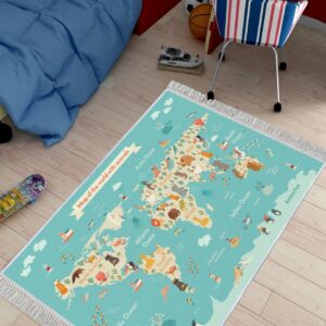 Animal World Map 100x150 cm - Barnmatta (1)